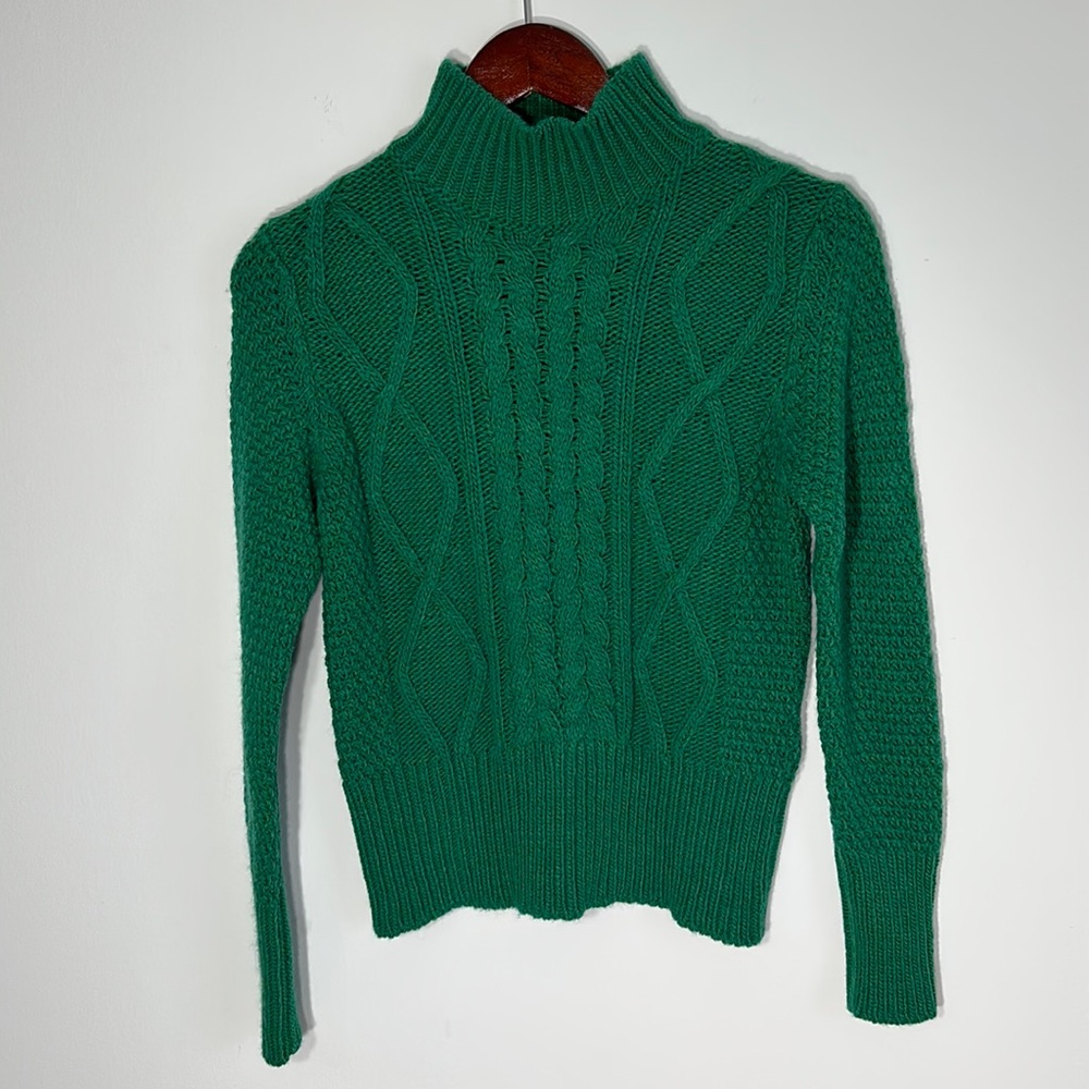 Chiaramente Green Cable Knit Wool Blend Sweater Medium made in Italy